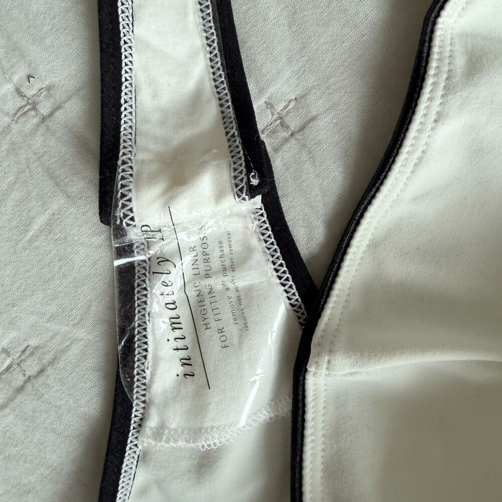 Free People Sugar Free Bodysuit Size L White Sheer Lace Black Trim NWOT - Picture 6 of 7